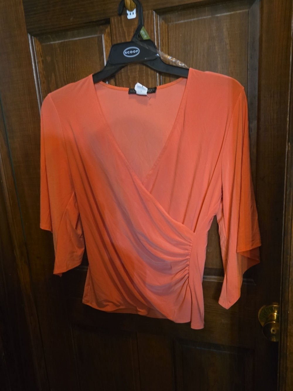 Coco Bianco Coral-Orange Wrap Blouse